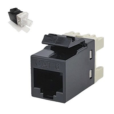 Keystone Seccon Seclan Rj45 Femea IDC Cat6 Fluke Rohs Preto
