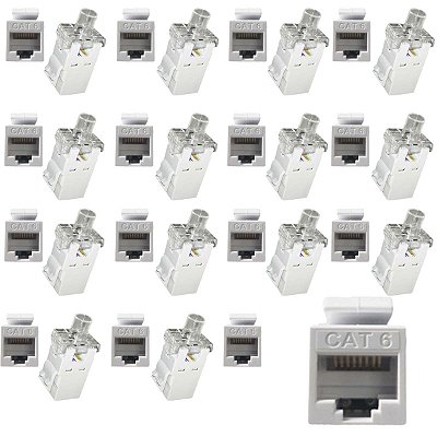 Kit 50 Keystone Seclan Rj45 Femea IDC Cat6 Fluke Rohs Branco
