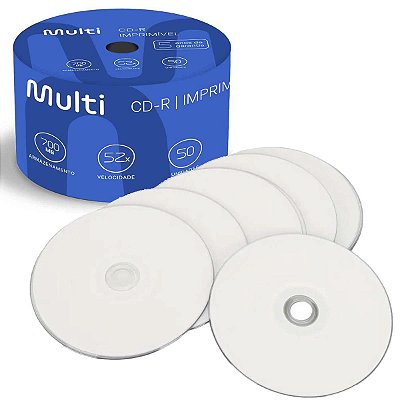 Mídia CD-R 52x 50 Unidades Printable Imprimível Branco