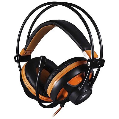Headset Gamer OEX Argos 7.1 Led USB Preto e Laranja HS417