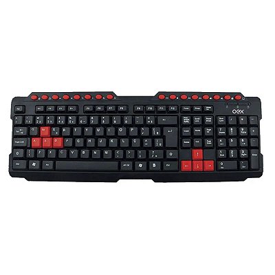 Teclado OEX Action TC200, USB, ABNT2, Preto E Vermelho