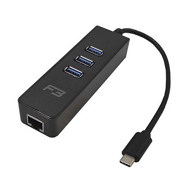 Cabo Adaptador Hub Usb-C 3.1 Com 3 Portas 3.0 Rede Gigabit