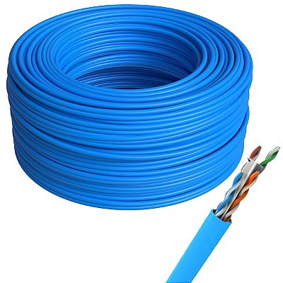 Cabo de Rede Cat6 Cobre Utp 4 Pares Azul 100 Metros Gigabit