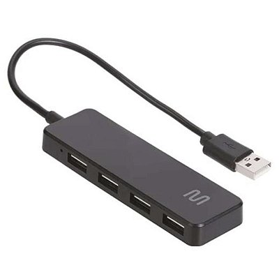 Adaptador Hub Usb 2.0 Com 4 Portas Multilaser Ac443 Preto