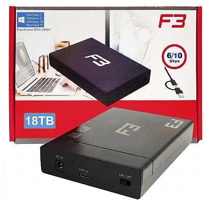 Case Externo Usb 3.0 Usb C Para Hd Sata 3,5" 2,5" Ssd Fonte