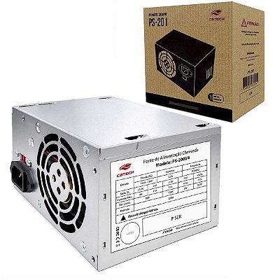 Fonte Atx Para Pc Desktop 200w 2 Sata 2 Molex C3Tech Bivolt