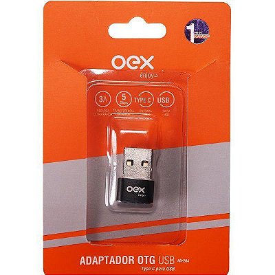 Adaptador Otg Conexão Usb-c Para Usb Preto Oex Ad204