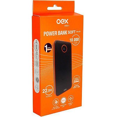 Carregador Portatil Usb E Usb-C Power Bank Preto Oex Pb300