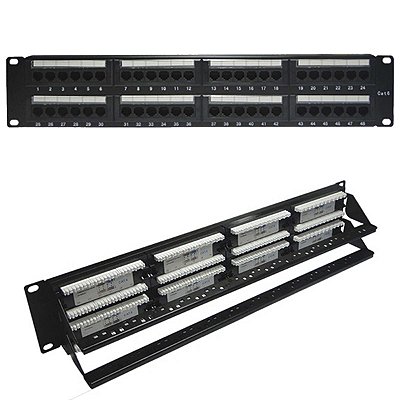 Patch Panel Cat.6 19" 2u Painel 48 Portas Gigabit Com Guia
