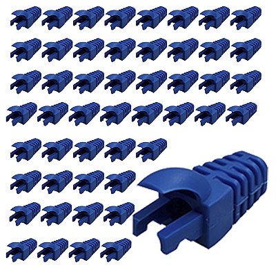 Kit 50 Capas Para Plug Conector Rj45 Trava Interna Azul