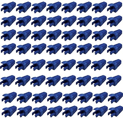 Kit 100 Capas Para Plug Conector Rj45 Trava Interna Azul
