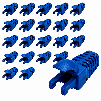 Kit 20 Capas Para Plug Conector Rj45 Trava Interna Azul