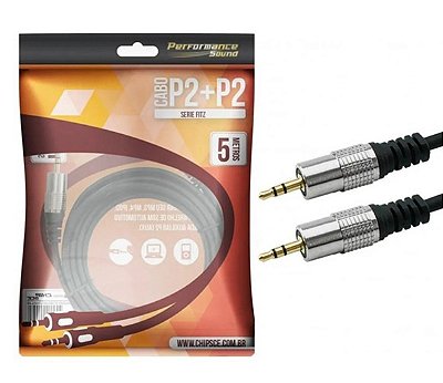 Cabo P2 Fitz P2 + P2 Estereo Plug Metal 5 Metros 018-0725