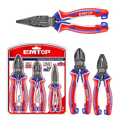 Kit De Alicates De Alta Alavanca Cromo Vanadio 6/7/8" Emtop