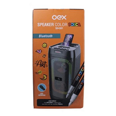 Caixa de Som Bluetooth Color C/Posca Preta SK301 - Oex