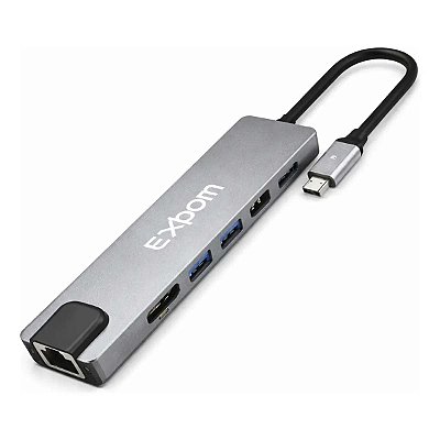Hub Usb-C Exbom 8 Em 1 Usb 3.1 Hdmi Rj45 Ethernet Sd Tipo C