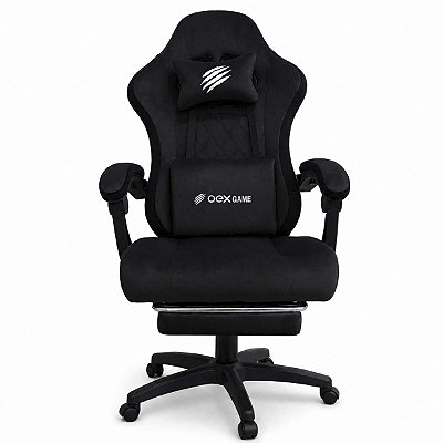 Cadeira Gamer GC600 Reclinável com Apoio para Pés Cinza OEX