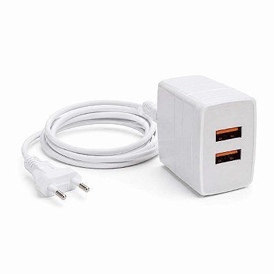 Carregador USB Duplo Bright 18W Bivolt Cabo 3m CCP002