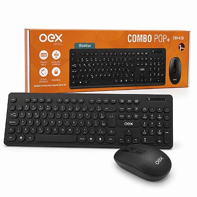 Combo Teclado E Mouse Sem Fio 1600 Dpi Teclas Redondas Preto