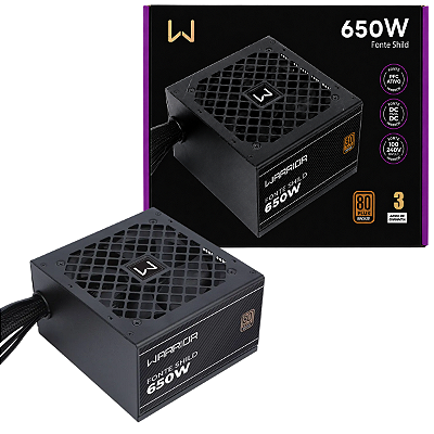 Fonte Gamer Shild 650W 80 Plus Bronze PFC AT Preto Multi