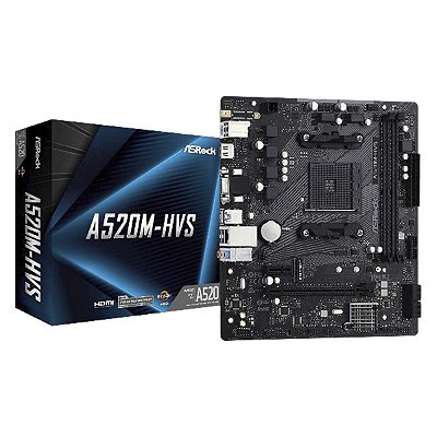 Placa Mãe Asrock Am4 A520M-Hvs 64Gb Hdmi Rede Giga 1Xpcie