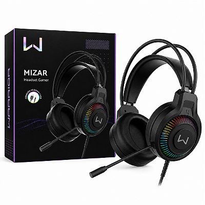 Fone Headset Gamer RGB Mizar Preto Warrior P2 e USB 3,5mm