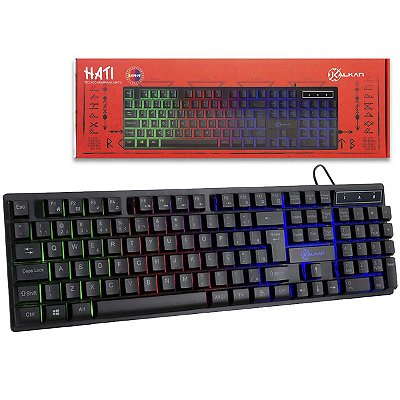 Teclado Membrana Gamer Kalkan Hati Preto Abnt2 Rainbow