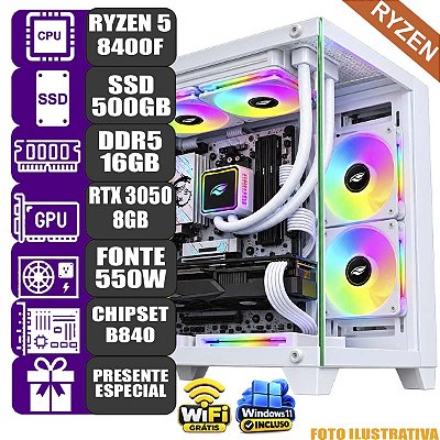 Pc Mdi Gamer Ryzen 5 8400F 16Gb Ddr5 500GB 3050 8GB Branco