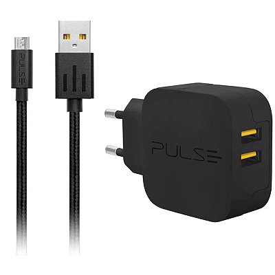Carregador de Tomada com 2 Saídas USB + Cabo Micro Usb CB152
