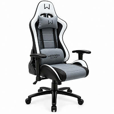 Cadeira Gamer Warrior Sense Elite Cinza e Branca Tecido