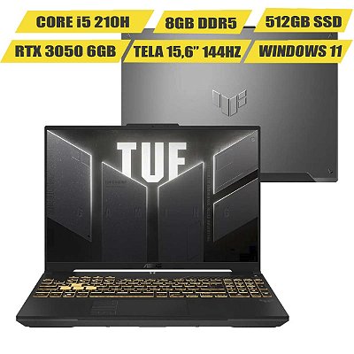 Notebook Gamer Asus TUF F16 i5-210H 8GB 512GB RTX 3050 W11