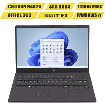 Notebook Ultra 14" Celeron N4020C 4Gb 128Gb Windows 11 Home