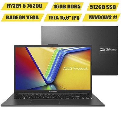 Notebook ASUS Vivobook Go 15,6" Ryzen 5 7520U 16Gb 512Gb W11