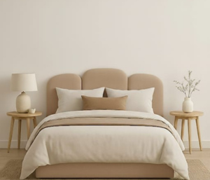 Cabeceira Serena Estofada | Curvas Orgânicas e Elegância