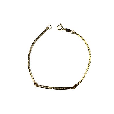 Pulseira Feminina Dourada com Plaquinha Fina - Manini Semijoias