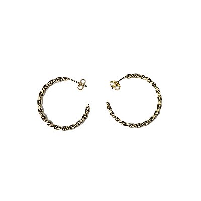 Argola Feminina Dourada Retorcida - Manini Semijoias