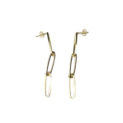 Brinco Feminino Dourado com 3 Elos - Manini Semijoias