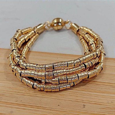 Pulseira canutilhos banhadas a ouro 4 fios