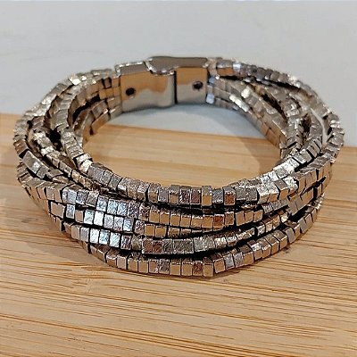 Pulseira canutilhos banhadas a rodio 8 fios