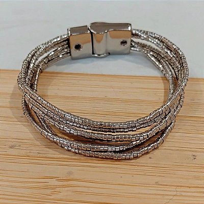 Pulseira canutilhos banhadas a rodio 6 fios