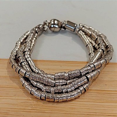 Pulseira canutilhos banhadas a rodio 4 fios