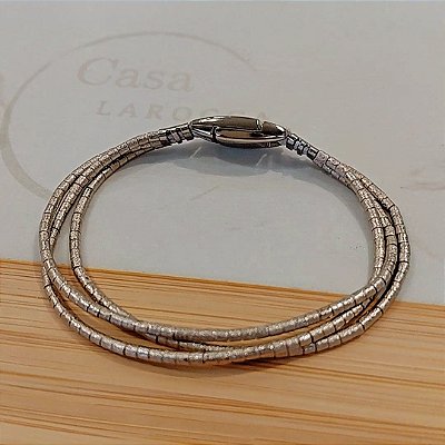Pulseira canutilhos fosca banhado a rodio