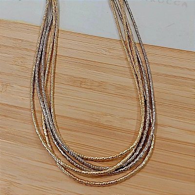 Colar canutilhos banhado a ouro e rodio