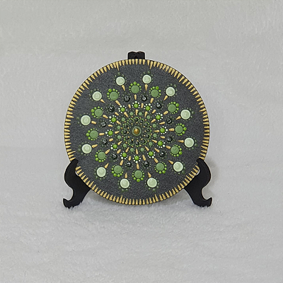 Mini Mandala Verde 10 cm Pontilhismo