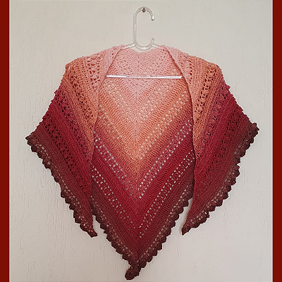 XALE/ LENÇO DEGRADÊ SALMÃO E VINHO (CROCHÊ)