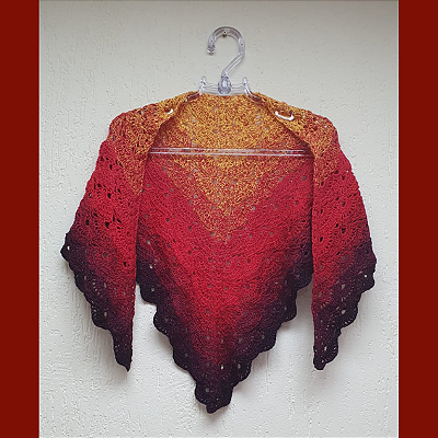 XALE em CROCHÊ OMBRE EM TONS VERMELHOS