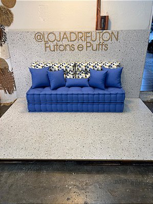 Futon Turco Duplo Azul Royal + Acessorios