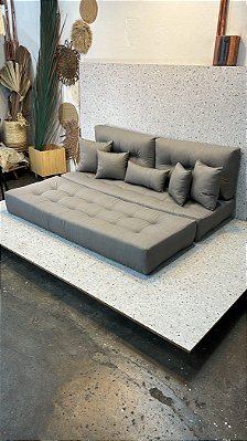 Futon Smooth Duplo Cinza + Acessorios