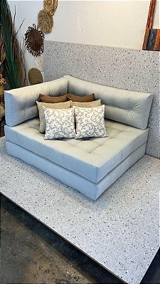 Futon Smooth Duplo Cinza + Acessorios
