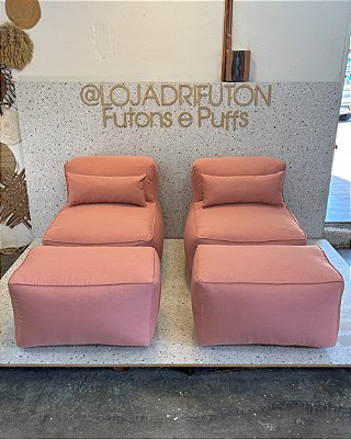 Conjunto Puff M Premium+ 2 Peseiras + 2 Almofadas